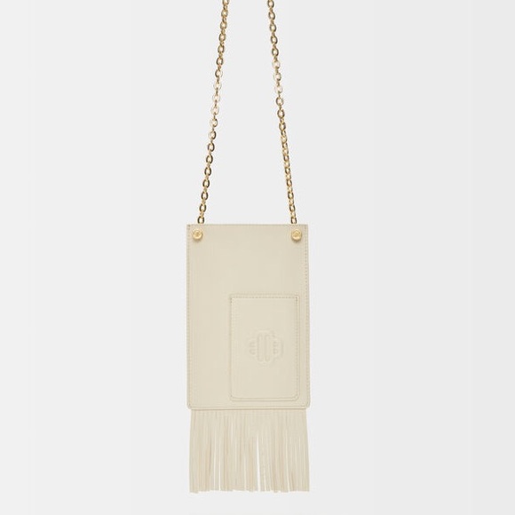 MAJE VANILLA LEATHER PHONE BAG WITH FRINGING - Picture 4 of 10